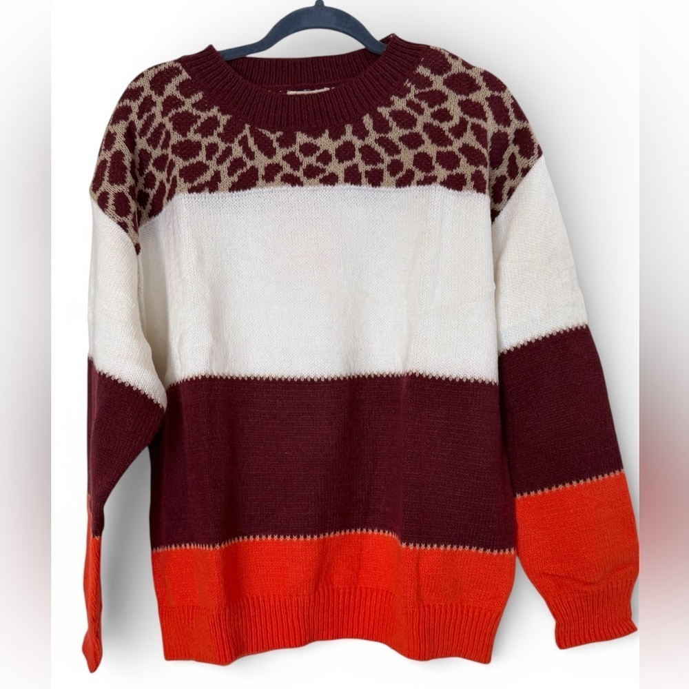 Umgee Colorblock Leopard Women’s Sweater Boutique